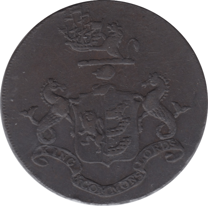 18TH CENTURY HALFPENNY TOKEN SUFFOLK IPSWICH CROSS SHIP R.MANNING DH34 ( REF 138 ) - Token - Cambridgeshire Coins