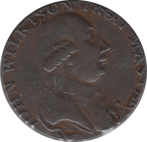 18TH CENTURY HALFPENNY TOKEN WARWICKSHIRE J.WILKINSON FEMALE WITH TOOLS PLAIN DH462 ( REF 170 ) - Token - Cambridgeshire Coins