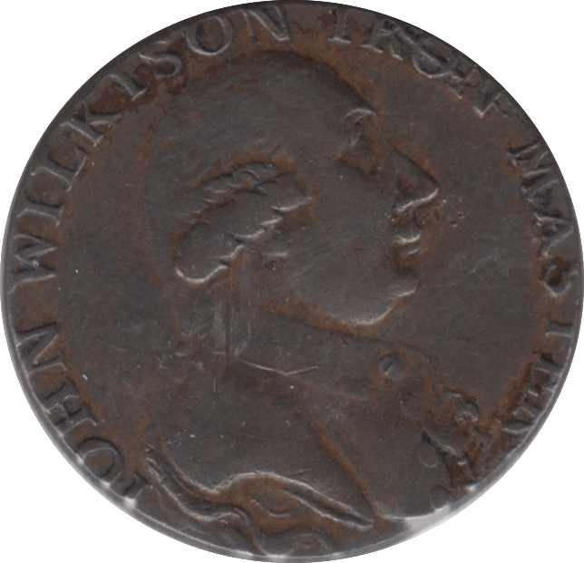 18TH CENTURY HALFPENNY TOKEN WARWICKSHIRE J.WILKINSON FEMALE WITH TOOLS PLAIN DH462 ( REF 170 ) - Token - Cambridgeshire Coins