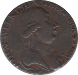 18TH CENTURY HALFPENNY TOKEN WARWICKSHIRE J.WILKINSON FEMALE WITH TOOLS PLAIN DH462 ( REF 170 ) - Token - Cambridgeshire Coins
