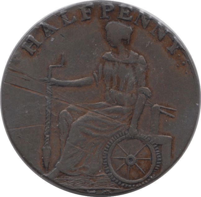 18TH CENTURY HALFPENNY TOKEN WARWICKSHIRE J.WILKINSON FEMALE WITH TOOLS PLAIN DH462 ( REF 170 ) - Token - Cambridgeshire Coins