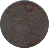 18TH CENTURY HALFPENNY TOKEN WARWICKSHIRE J.WILKINSON FEMALE WITH TOOLS PLAIN DH462 ( REF 170 ) - Token - Cambridgeshire Coins