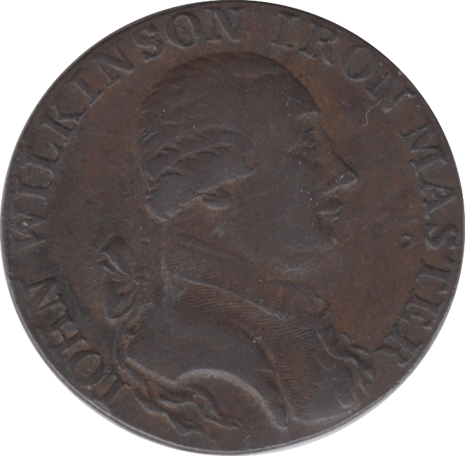 18TH CENTURY HALFPENNY TOKEN WARWICKSHIRE MONETA JOHN WILKINSON IRON MASTER PLAIN ( VF ) ( REF 167 ) - Token - Cambridgeshire Coins