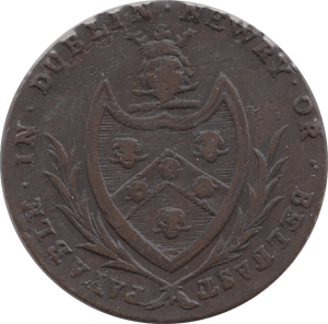 18TH CENTURY HALFPENNY TOKEN WICKLOW BISHOP CRONBANE ARMS WITH CROWNED HEAD DH61 ( REF 200 ) - Token - Cambridgeshire Coins