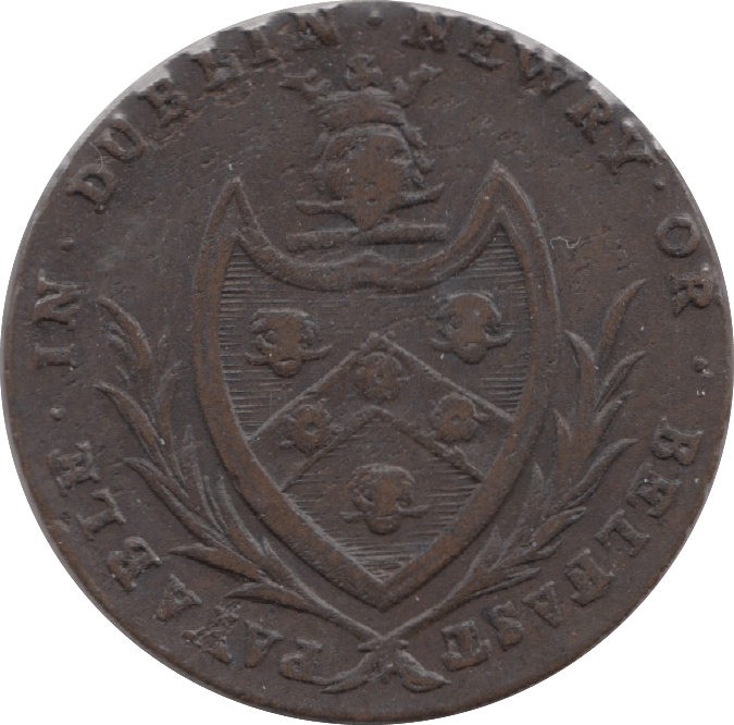 18TH CENTURY HALFPENNY TOKEN WICKLOW BISHOP CRONBANE ARMS WITH CROWNED HEAD DH61 ( REF 200 ) - Token - Cambridgeshire Coins