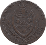 18TH CENTURY HALFPENNY TOKEN WICKLOW BISHOP CRONBANE ARMS WITH CROWNED HEAD DH61 ( REF 200 ) - Token - Cambridgeshire Coins