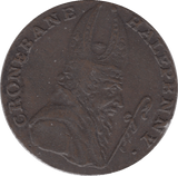 18TH CENTURY HALFPENNY TOKEN WICKLOW BISHOP CRONBANE ARMS WITH CROWNED HEAD DH61 ( REF 200 ) - Token - Cambridgeshire Coins