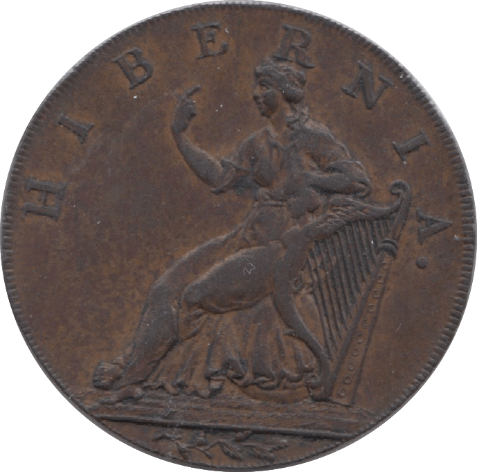 18TH CENTURY HALFPENNY TOKEN WICKLOW BISHOP CRONBANE HIBERNIA AND HARP ENGRAILLED DH68A ( VF ) ( REF 201 ) - Token - Cambridgeshire Coins