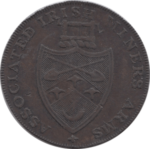 18TH CENTURY HALFPENNY TOKEN WICKLOW CRONBANE MINERS ARMS DH38 ( REF 198 ) - Token - Cambridgeshire Coins