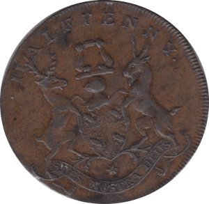 18TH CENTURY TOKEN MIDDLESEX ARMS OF CURRIERS PLOUGH DH472A ( VF ) ( REF 100 ) - Token - Cambridgeshire Coins