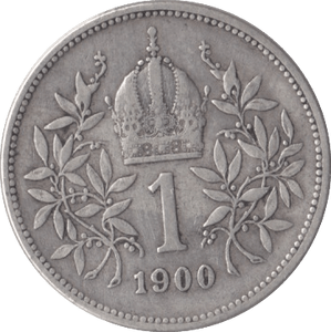 1900 AUSTRIA SILVER KORONA - SILVER WORLD COINS - Cambridgeshire Coins