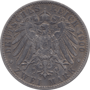 1900 GERMAN PRUSSIA SILVER 2 MARK - SILVER WORLD COINS - Cambridgeshire Coins