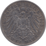 1900 GERMAN PRUSSIA SILVER 2 MARK - SILVER WORLD COINS - Cambridgeshire Coins