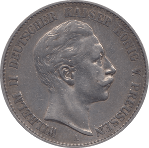 1900 GERMAN PRUSSIA SILVER 2 MARK - SILVER WORLD COINS - Cambridgeshire Coins