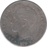 1900 SILVER 1 PESETAS SPAIN - SILVER WORLD COINS - Cambridgeshire Coins