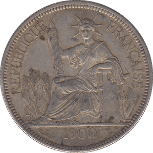 1900 SILVER 1 PIASTRES FRENCH INDO CHINA - SILVER WORLD COINS - Cambridgeshire Coins