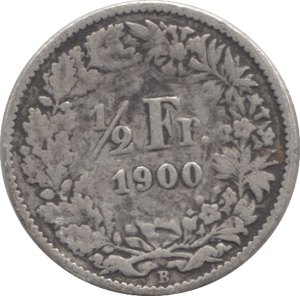 1900 SILVER 1/2 FRANC SWITZERLAND - SILVER WORLD COINS - Cambridgeshire Coins