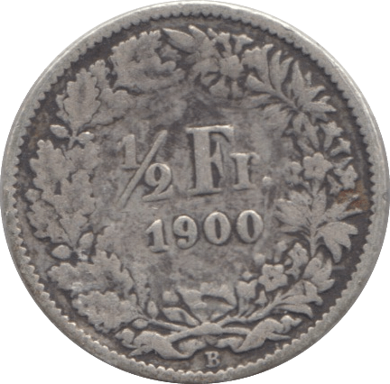 1900 SILVER 1/2 FRANC SWITZERLAND - SILVER WORLD COINS - Cambridgeshire Coins