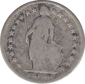 1900 SILVER 1/2 FRANC SWITZERLAND - SILVER WORLD COINS - Cambridgeshire Coins