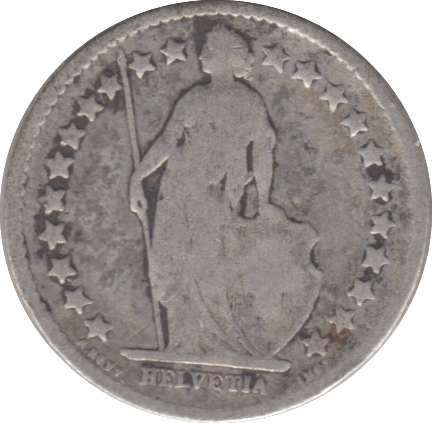 1900 SILVER 1/2 FRANC SWITZERLAND - SILVER WORLD COINS - Cambridgeshire Coins