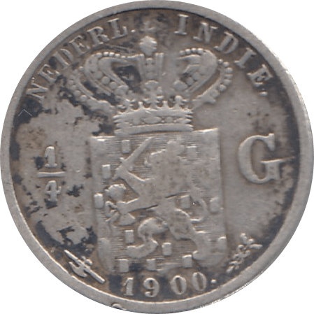 1900 SILVER 1/4 GUILDER NETHERLANDS REF H143 - SILVER WORLD COINS - Cambridgeshire Coins