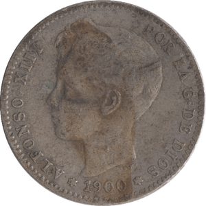 1900 SILVER 2 PESETAS SPAIN - SILVER WORLD COINS - Cambridgeshire Coins