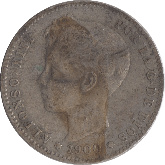 1900 SILVER 2 PESETAS SPAIN - SILVER WORLD COINS - Cambridgeshire Coins