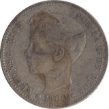 1900 SILVER 2 PESETAS SPAIN - SILVER WORLD COINS - Cambridgeshire Coins