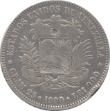 1900 SILVER 5 BOLIVARES VENEZUELA - SILVER WORLD COINS - Cambridgeshire Coins