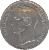 1900 SILVER 5 BOLIVARES VENEZUELA - SILVER WORLD COINS - Cambridgeshire Coins