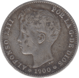 1900 SILVER SPAIN ONE PESETA - SILVER WORLD COINS - Cambridgeshire Coins
