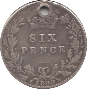 1900 SIXPENCE ( GF ) HOLED - Sixpence - Cambridgeshire Coins
