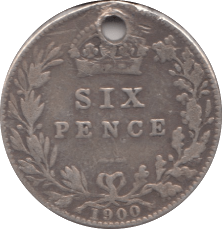 1900 SIXPENCE ( GF ) HOLED - Sixpence - Cambridgeshire Coins