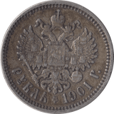 1901 1 ROUBLE SILVER RUSSIA - SILVER WORLD COINS - Cambridgeshire Coins