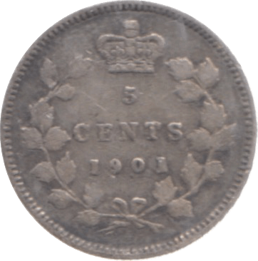 1901 CANADA SILVER 5 CENTS - SILVER WORLD COINS - Cambridgeshire Coins