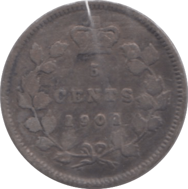 1901 CANADA SILVER 5 CENTS - WORLD SILVER COINS - Cambridgeshire Coins