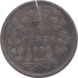 1901 CANADA SILVER 5 CENTS - WORLD SILVER COINS - Cambridgeshire Coins