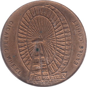 1901 EARLS COURT GIGANTIC WHEEL - Token - Cambridgeshire Coins