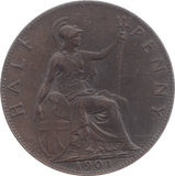 1901 HALFPENNY ( AUNC ) - Halfpenny - Cambridgeshire Coins