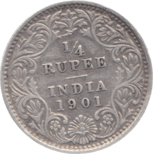 1901 INDIA SILVER 1/4 RUPEE - WORLD COINS - Cambridgeshire Coins