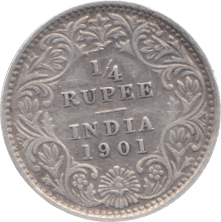 1901 INDIA SILVER 1/4 RUPEE - WORLD COINS - Cambridgeshire Coins