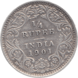 1901 INDIA SILVER 1/4 RUPEE - WORLD COINS - Cambridgeshire Coins