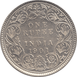 1901 INDIA SILVER ONE RUPEE - WORLD SILVER COINS - Cambridgeshire Coins