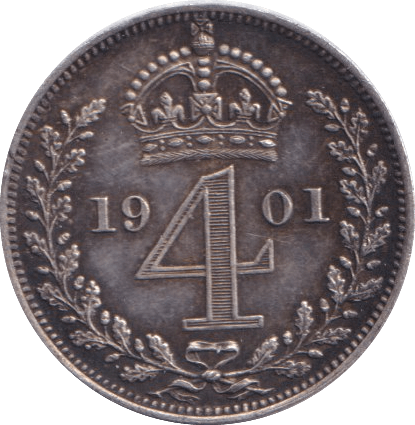 1901 MAUNDY FOURPENCE ( GVF ) - Maundy Coins - Cambridgeshire Coins