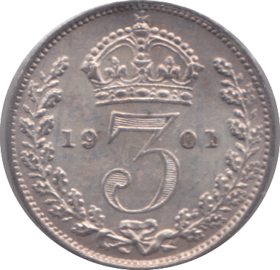1901 MAUNDY THREEPENCE ( AUNC ) - Maundy Coins - Cambridgeshire Coins