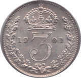 1901 MAUNDY THREEPENCE ( AUNC ) - Maundy Coins - Cambridgeshire Coins