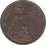 1901 PENNY 1 ( AUNC ) 6 - Penny - Cambridgeshire Coins