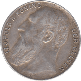 1901 SILVER 50 CENTS BELGIUM REF H144 - SILVER WORLD COINS - Cambridgeshire Coins