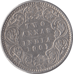 1901 SILVER INDIA TWO ANNAS - SILVER WORLD COINS - Cambridgeshire Coins