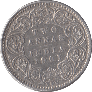 1901 SILVER INDIA TWO ANNAS - SILVER WORLD COINS - Cambridgeshire Coins
